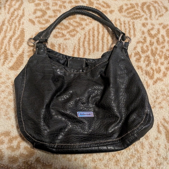 Reflections Handbags - Y2K Reflections Black Faux Leather Slouch Hobo Bag – Shoulder Purse